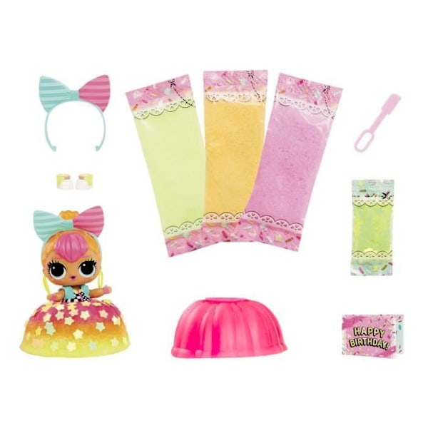 LOL Surprise Mix & Make Syntymäpäiväkakku - Mininukke 7,5 cm, kakun muotoinen mekko - Tee ja koristele - Satunnainen malli Flerfärgad