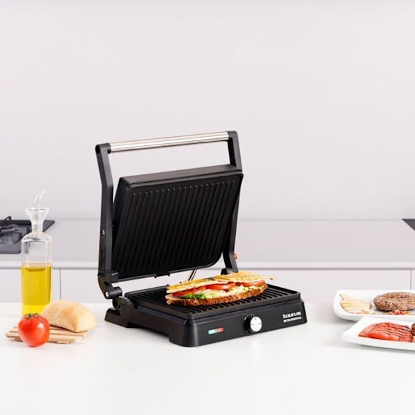 Panini-maker - Taurus - Essential - 2600 W - Non-stick plader - Åbning 180° svart