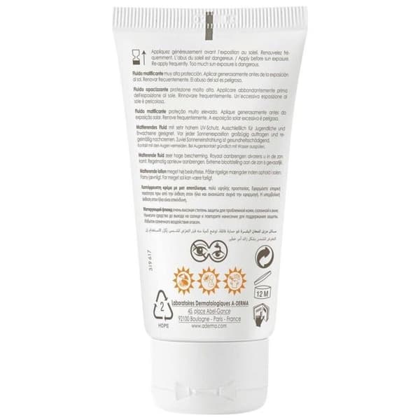 Aderma Protect AC Matificerende Fluid Meget Høj Beskyttelse SPF50+ 40ml