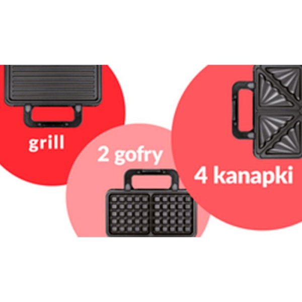 Sandwichmaker 3 i 1, Udskiftelige Plader, Vaffeljern, Grille MPM MOP-43M 1000W 13972