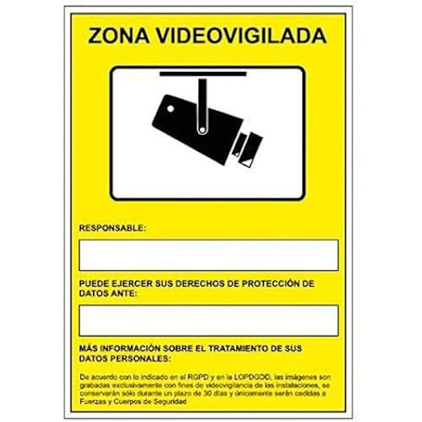 PVC plakat - ARCHIVO 2000 - Overvågningskameraer - 24 timers optagelse - Sort farve Färg