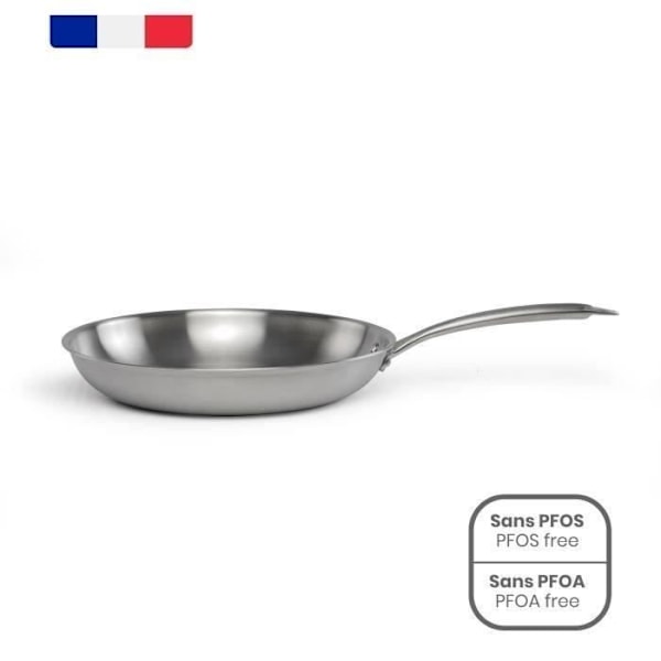 Brigadi - Ruostumaton teräs paistinpannu 24 cm - LIVOO - MEP158 - Triply ruostumaton teräs - Kaikki polttoaineet mukaan lukien induktio - Valmistettu