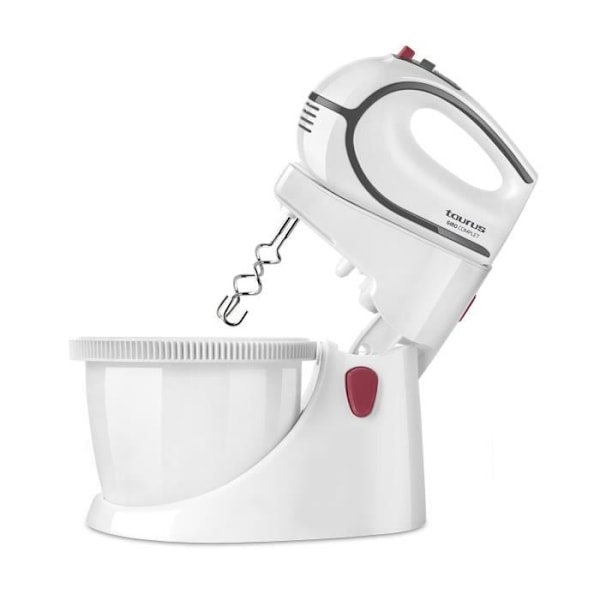Taurus Giro Complete 500W el-mixer, 5 hastigheder + Turbo, med 2,5L skål, 2 typer kroge