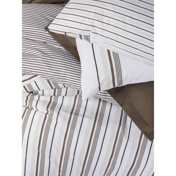 Sengetøjssæt - 1 dynebetræk 220 x 240 cm + 2 pudebetræk 60 x 60 cm - 100% forstærket bomuld - Brun Brun