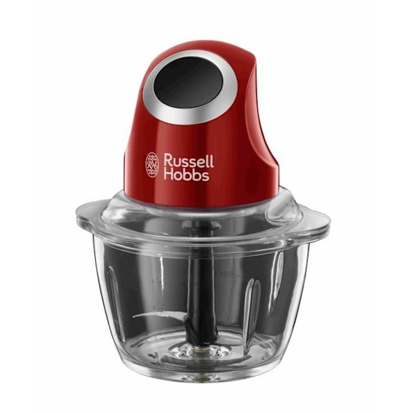 Mini Hakker - RUSSELL HOBBS - Desire 24660-56 - 200 W - Glas skål 1 L - Rustfrit stål knive - Rød og sort Rød