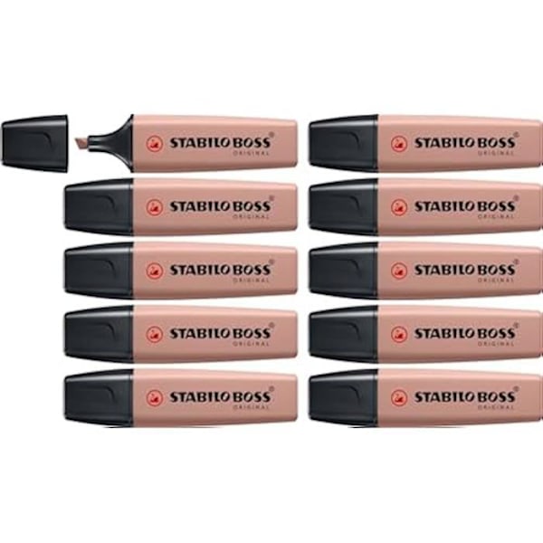 Korostusaine - STABILO BOSS ORIGINAL NatureCOLORS - setti x 10 korostusväriä - kiiltävä ruskea kanderad kastanj