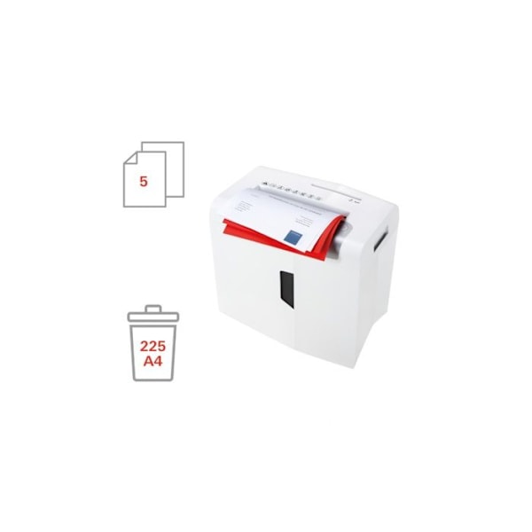 Dokumentskærer - HSM - shredstar X5 - Kryds-skæring 4,5 x 30 mm - 5 ark - 18 liter vit/silver