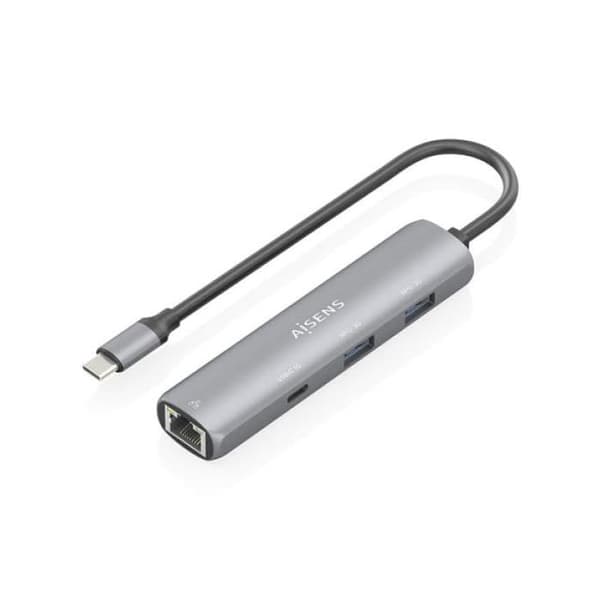 USB-C 4-i-1 dockingstation - AISENS - Gigabit Ethernet - HUB 1xUSB-C+2xUSB-A - Grå - 15 cm - USB 3.1 Gen1