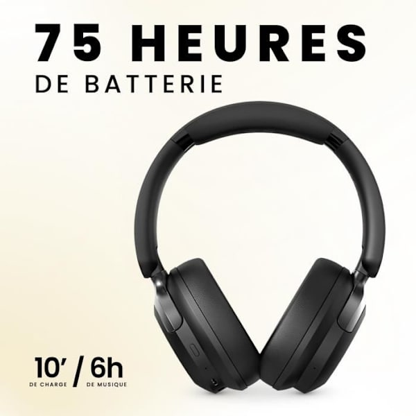 Trådløse Bluetooth-hovedtelefoner - SPC - Heron 2 Pro - 75 timers batteritid - ANC - Dobbelt forbindelse Sort