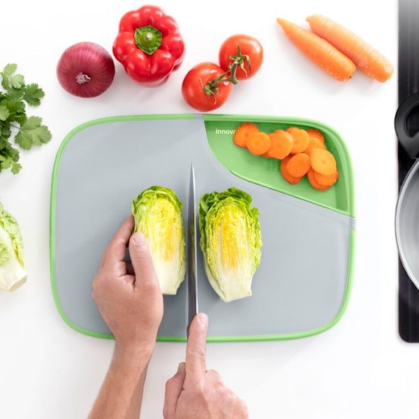 Skärbräda - InnovaGoods - Vändbar - Halkfri - Multifunktionell - Lätt att rengöra vit/grön
