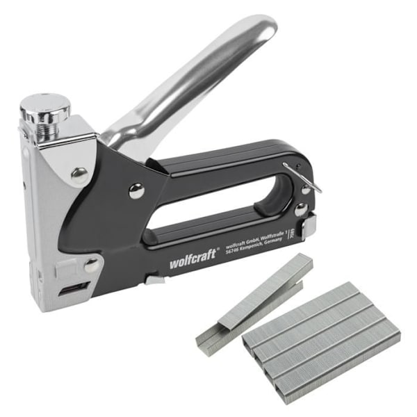 wolfcraft - Tacocraft 7 Manuel hæftemaskinesæt + 1000 8 mm hæfteklammer type 053 - ref. 7089000 Sort og grå