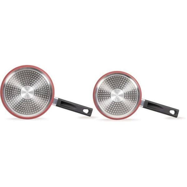 Sæt med 2 gryde - LIVOO - MEP154R - Non-stick uden PFOA - Silikonehåndtag - Til alle varmekilder