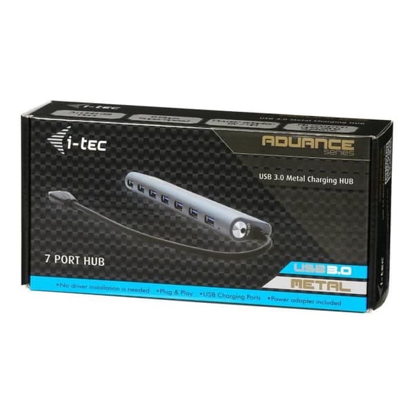 USB Hub - I-TEC - Metalli - 7-porttinen USB 3.0 - Ulkoinen - PC, Mac