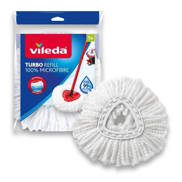 VILEDA EasyWring & Clean Broom Refill - Microfiber Hvid og rød