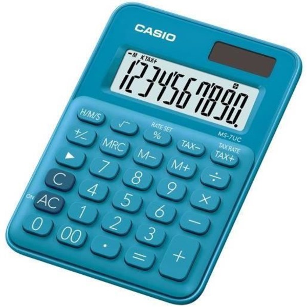 Kontorregner - Casio - MS 7UC - Blå - Batteridrevet - 2 års garanti Blå