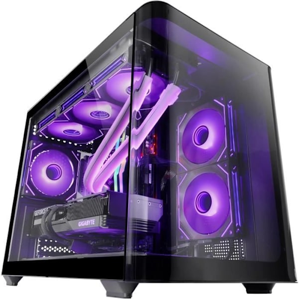 Gaming Micro-ATX Kabinet - MARS GAMING - MC-FUSIONM - Buet Glas - Væskekøling - Dobbelt Kammer Sort