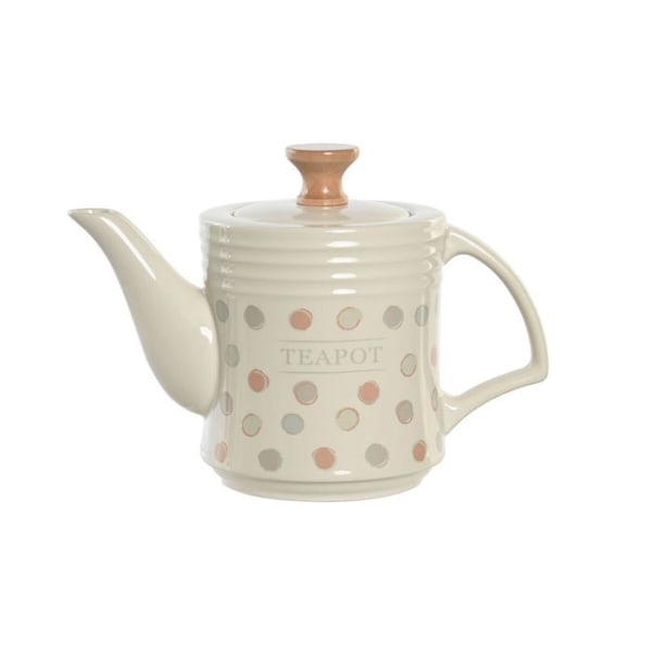 Teapot - DKD Home Decor - Stengods - Beige - 1 L - Kompatibel med alla brännare utom induktion beige