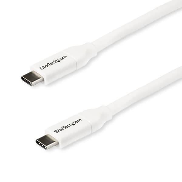 STARTECH USB-C–USB-C-kaapeli - 2 m - Virransyöttö 5 A - Valkoinen