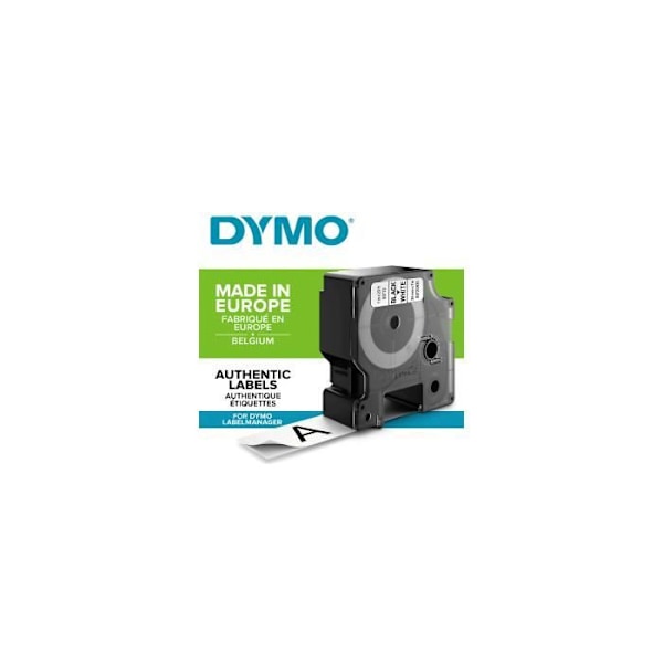 DYMO LabelManager D1 Tape 24mm x 7m Sort/Hvid - Kompatibel med LabelMANAGER og LabelWriter Duo