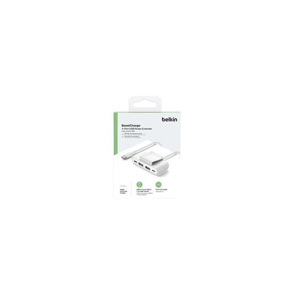Belkin BoostCharge hub 4 porte 2 USB-C og 2 USB-A med 2 m kabel Hvid