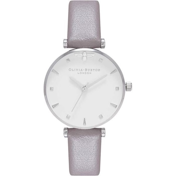 Kello - Olivia Burton - OB16AM144 - Valkoinen Taulu - Aidosta Nahkaa Ranneke - Kvartsikello 30mm Hvid, Sølv