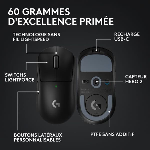 Langaton pelihiiri - Logitech G - Pro X Superlight 2 Lightspeed - Musta