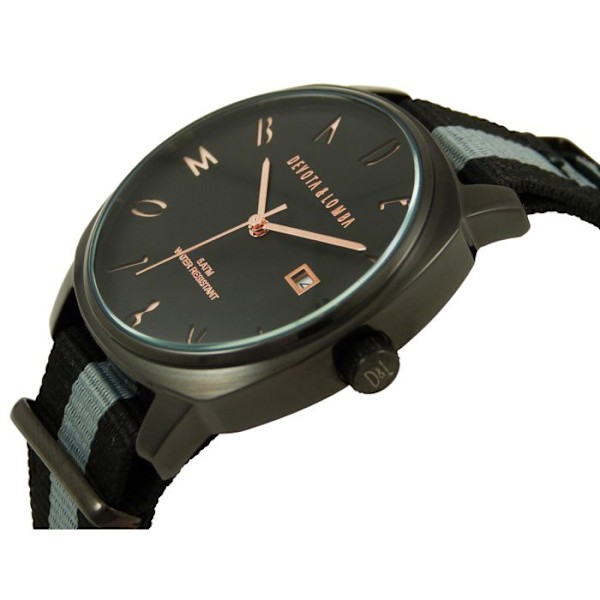 DEVOTA & LOMBA DL008MSPBKGR Herreur - Quartz - Analog - Sort svart grå/svart