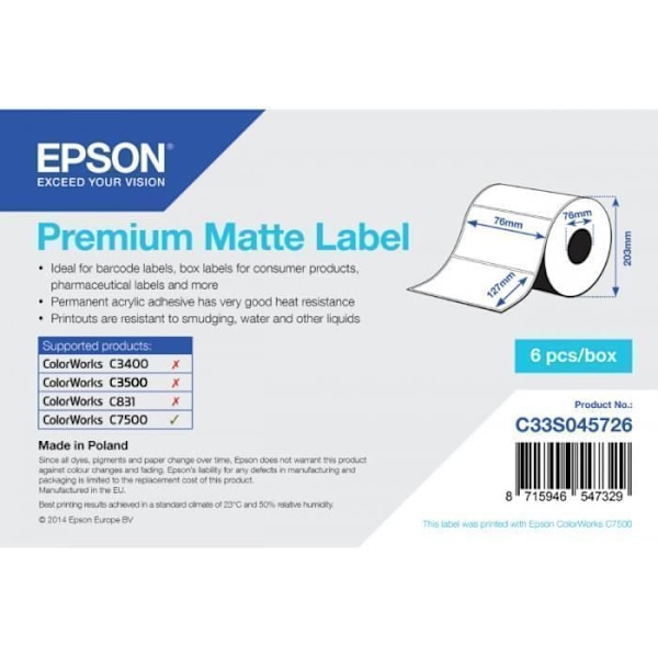 epson premium mat udstanset 76mmx127mm 960 lbs sort sort Sort 155641