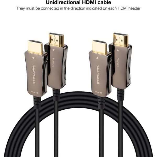 HDMI-kabel V2.1 - NANOCABLE - 10.15.2130 - 8K 60Hz - 4K 120Hz - 48Gbps - 30 m Sort
