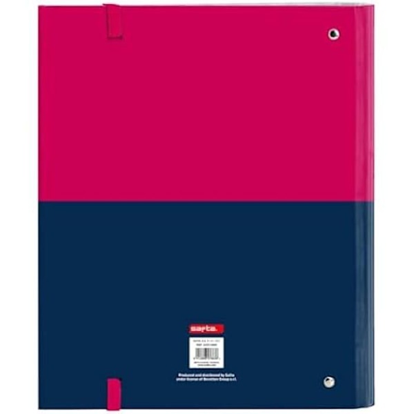 Kansio - SAFTA - Benetton Cherry - 4 rengasta 35 cm - 100 A4-arkkia - Kova kansi Cerise/Mørkeblå