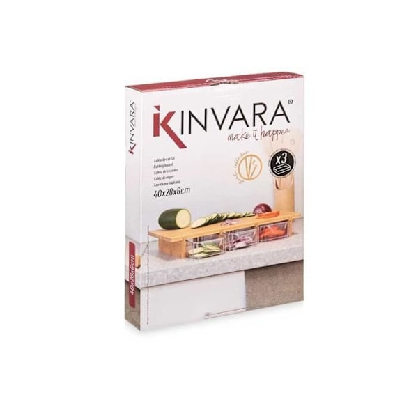Servettavla - Bambu - 3 fack - Rektangulär - 28 x 40 x 6 cm - Ny naturlig
