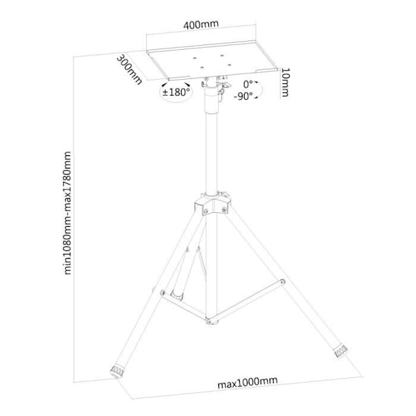 Pied - NEWSTAR - NS-FS200BLACK - Sort - 10"-32" - Maks. belastning 15 kg