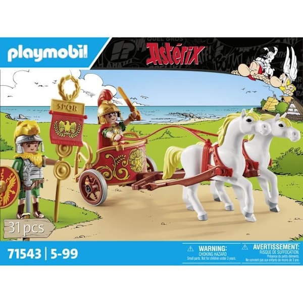 PLAYMOBIL 71543 Roomalainen soturi ja hevoset, Asterix, Sarjakuvan hahmo, Mukana 2 hahmoa, joista Brutus, 31 kappaletta, Alkaen 5 vuotta Flerfärgad