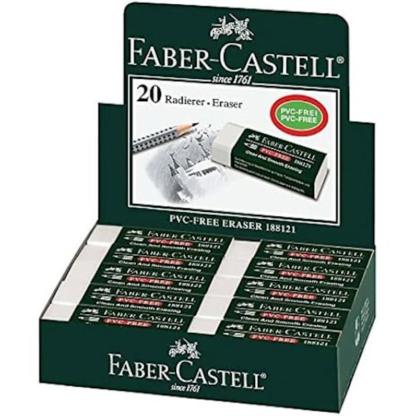 Pyyhkimet - FABER-CASTELL - 7081 N - Laatikko 20 kpl - Poistaa grafiitin ja värin Grøn