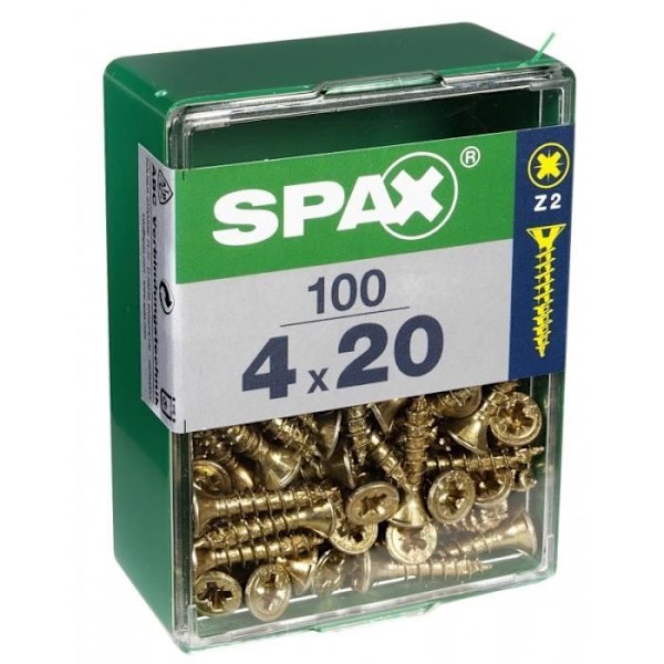 Vis - SPAX - Fresstype - Stål - Diam. 4 mm - Længde 20 mm - Pakke med 100