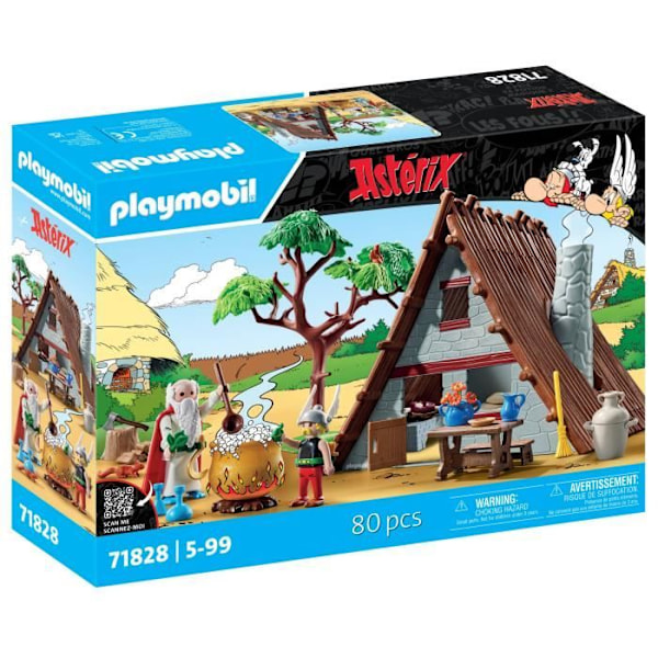 PLAYMOBIL 71828 Asterix-hydda med Panoramix, Asterix, tecknade seriefigurer, 80 delar, Från 5 år Flerfärgad