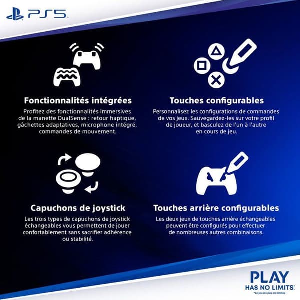 Langaton DualSense Edge™ - Midnight Black I PS5 ja PC Sort