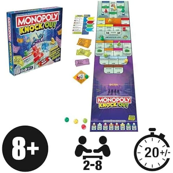 Monopoly Knockout - Perhejuhlien lautapeli 4 farver