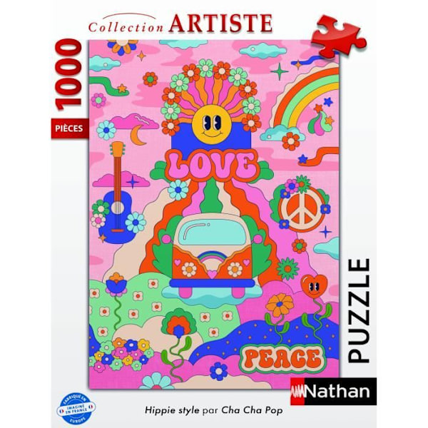 Puzzle med 1000 brikker i Hippie stil / Cha cha Pop, fra 14 år, kvalitets-puzzle, Kunstnerkollektion, 12001443, Nathan