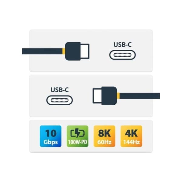 USB C - Latauskaapeli - STARTECH - 1 m - Nopea lataus - Musta - PVC