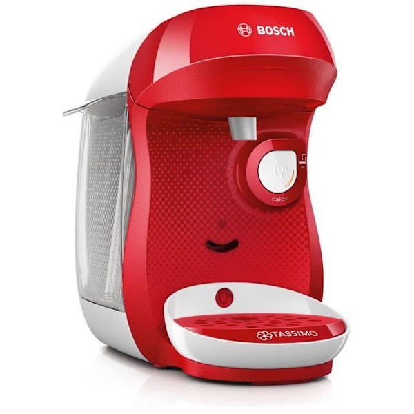 Multi-drikkemaskine - BOSCH TAS1006 - TASSIMO T10 HAPPY - Rød og hvid - Automatisk slukning - T-Disc röd och vit