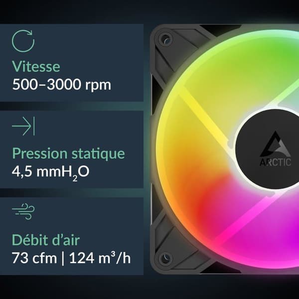 Ventilator 120 mm - ARCTIC - P12 Pro Reverse A-RGB - Omvendt luftstrøm - PWM - Sort