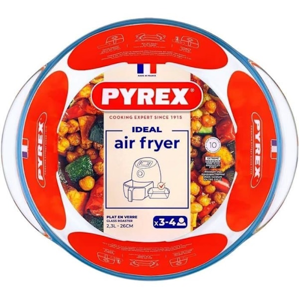 Plat luftfritös - PYREX - 1450144 - Rund - I borosilikatglas - 26 cm TRANSPARENT
