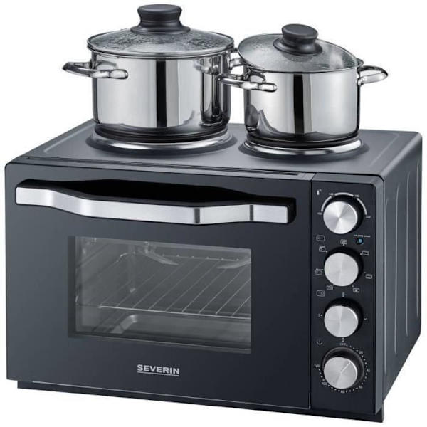 Miniugn elektrisk - SEVERIN - 30 L - 1500W - 2 spishällar - Svart - 2074 Svart