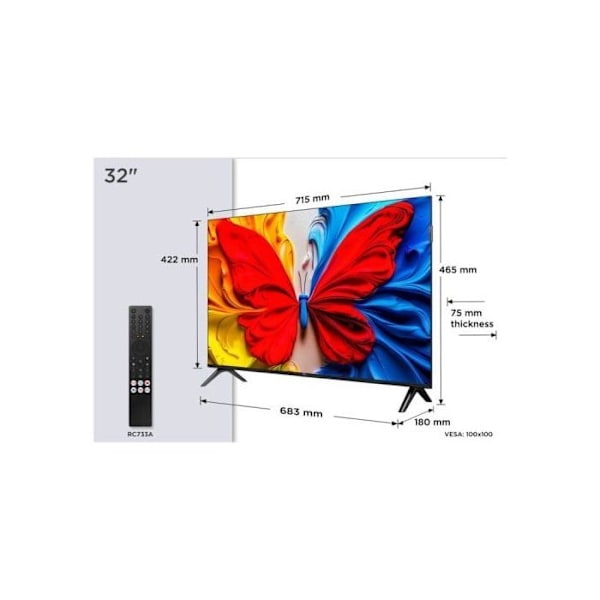 TV TCL QLED 32S5K 32? Full HD älykäs televisio Google TV Dolby Audio WiFi Bluetooth
