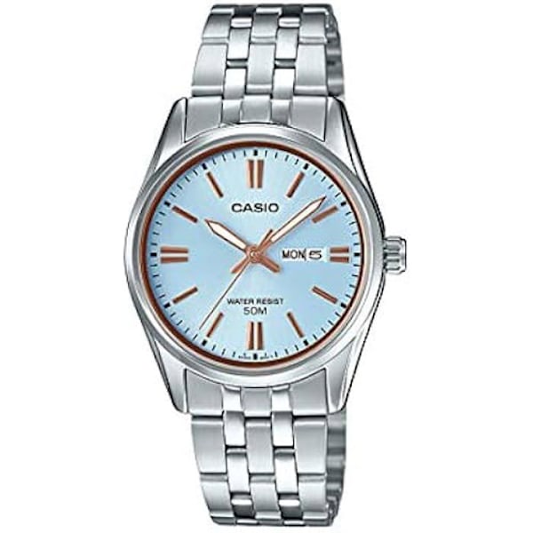 Klocka - CASIO - LTP-1335D-2AVDF - Analog - Stål - Kvarts Silver, Blå