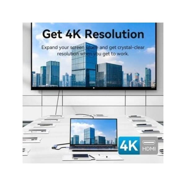 Docking - VENTION - TGESB - 3xUSB 3.0 - HDMI 4K@30Hz - USB-C PD 100W - Aluminium Blå