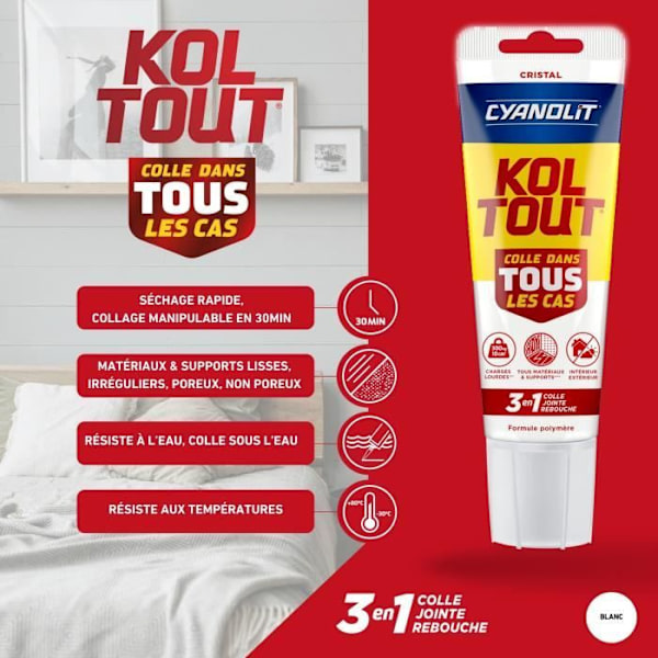 Montering- og tætningslim - CYANOLIT - Krystal - Tube 125 ml - Transparent - Praktisk og fleksibel