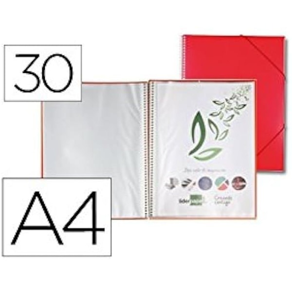 Vitrinmapp med spiral - LIDERPAPEL - EC10 - A4 - Röd färg - 30 fickor Röd