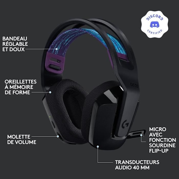 Gaming headset - Trådløst - Logitech G - G535 Lightspeed - Sort